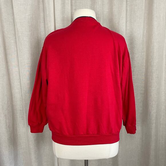 Vintage Crewneck Sweatshirt Womens Plus Size 20W Red Argyle Casual 90s 80s - Picture 6 of 11
